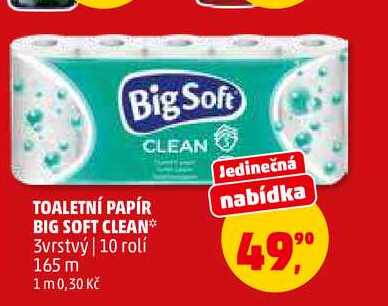 TOALETNÍ PAPÍR BIG SOFT CLEAN, 10 rolí 