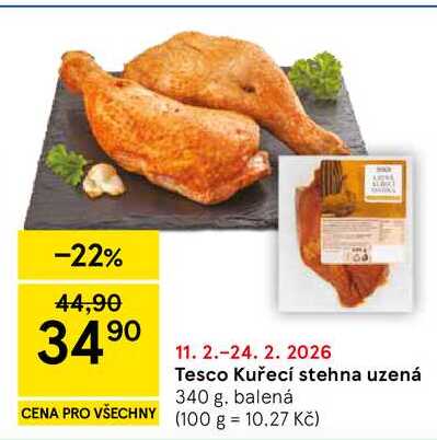 Tesco Kuřecí stehna uzená, 340 g, balená  