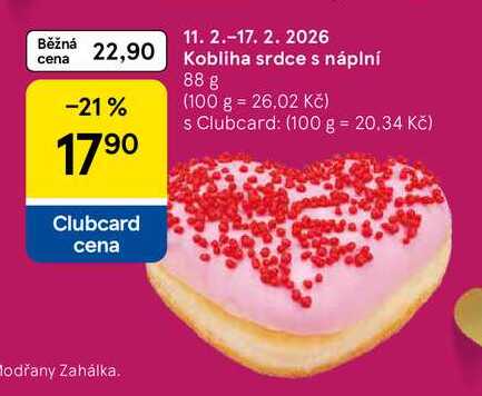 Kobliha srdce s náplní, 88 g  