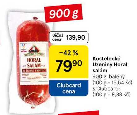 Kostelecké Uzeniny Horal salám, 900 g, balený 