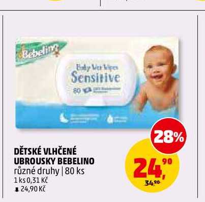DĚTSKÉ VLHČENÉ UBROUSKY BEBELINO, 80 ks