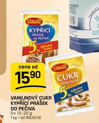 VANILINOVÝ CUKR KYPŘÍCÍ PRÁŠEK DO PEČIVA 5x 13-20 g 