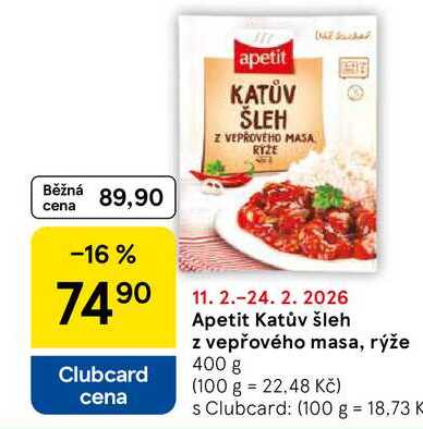 Apetit Katův šleh z vepřového masa, rýže, 400 g