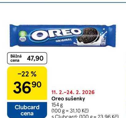 Oreo sušenky, 154 g v akci