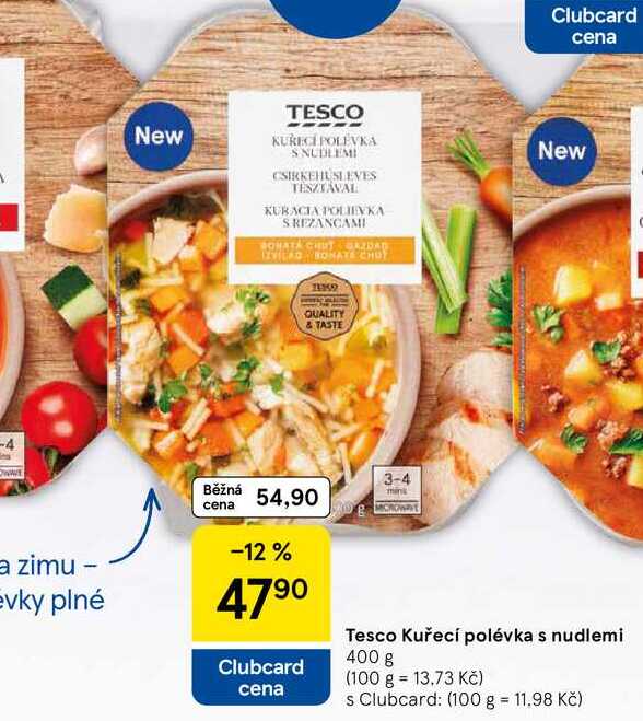 Tesco Kuřecí polévka s nudlemi, 400 g  