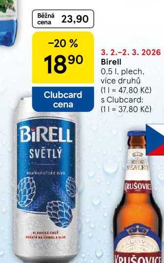 Birell, 0.5 l, plech. více druhů 