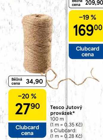 Tesco Jutový Clubcard cena provázek, 100 m  
