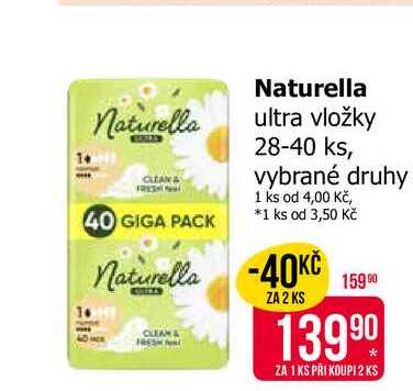 Naturella ultra vložky 28-40 ks, vybrané druhy 