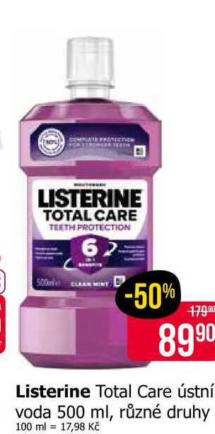 Listerine Total Care ústní voda 500 ml, různé druhy 