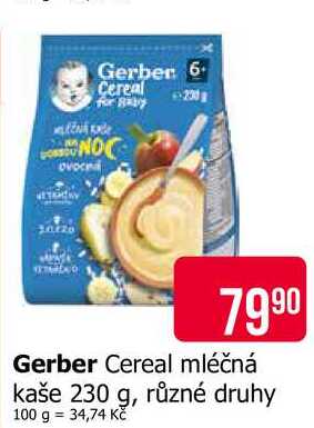 Gerber Cereal mléčná kaše 230 g, různé druhy 