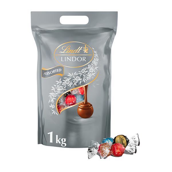 Lindt Bonboniéra Lindor Megabalení čokoládových pralinek stříbrný mix