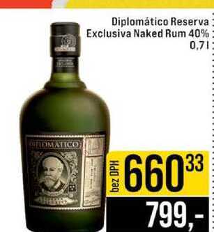 Diplomático Reserva Exclusiva Naked Rum 40% 0,7l