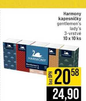 Harmony kapesníčky gentlemen's lady's 3-vrstvé 10 x 10 ks