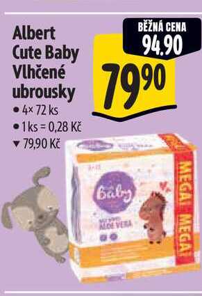 Albert Cute Baby Vlhčené ubrousky 4x 72 ks 