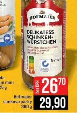 Hofmaier šunkové párky 380g