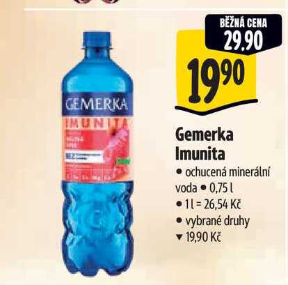   Gemerka Imunita  ochucená minerální voda  0,75 l