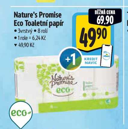 Nature's Promise Eco Toaletní papír 3vrstvý  8 rolí  