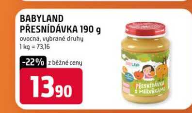 BABYLAND PŘESNÍDÁVKA 190 g ovocná, vybrané druhy