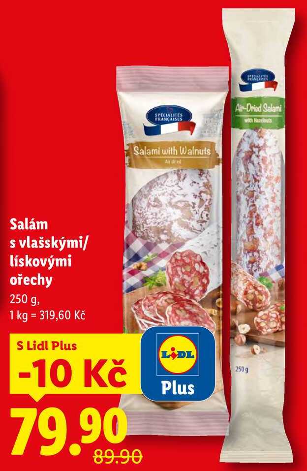 Salám s vlašskými/lískovými ořechy, 250 g
