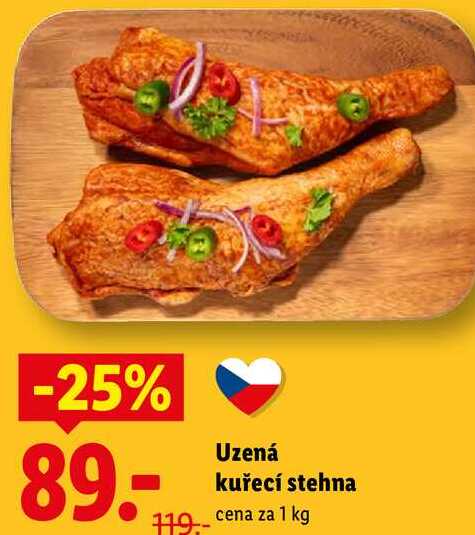 Uzená kuřecí stehna, cena za 1 kg 