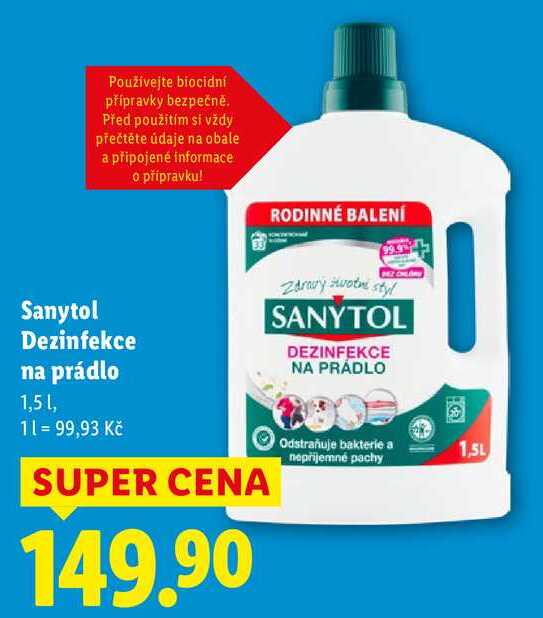 Sanytol Dezinfekce na prádlo, 1,5 L