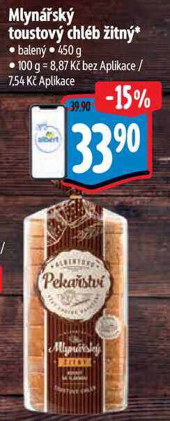 Mlynářský toustový chléb žitný, 450 g