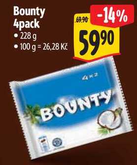 Bounty 4pack, 228 g