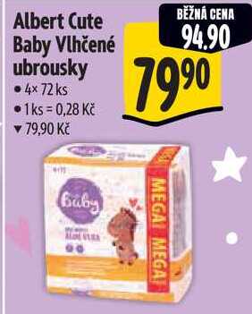 Albert Cute Baby Vlhčené ubrousky, 4x 72 ks 