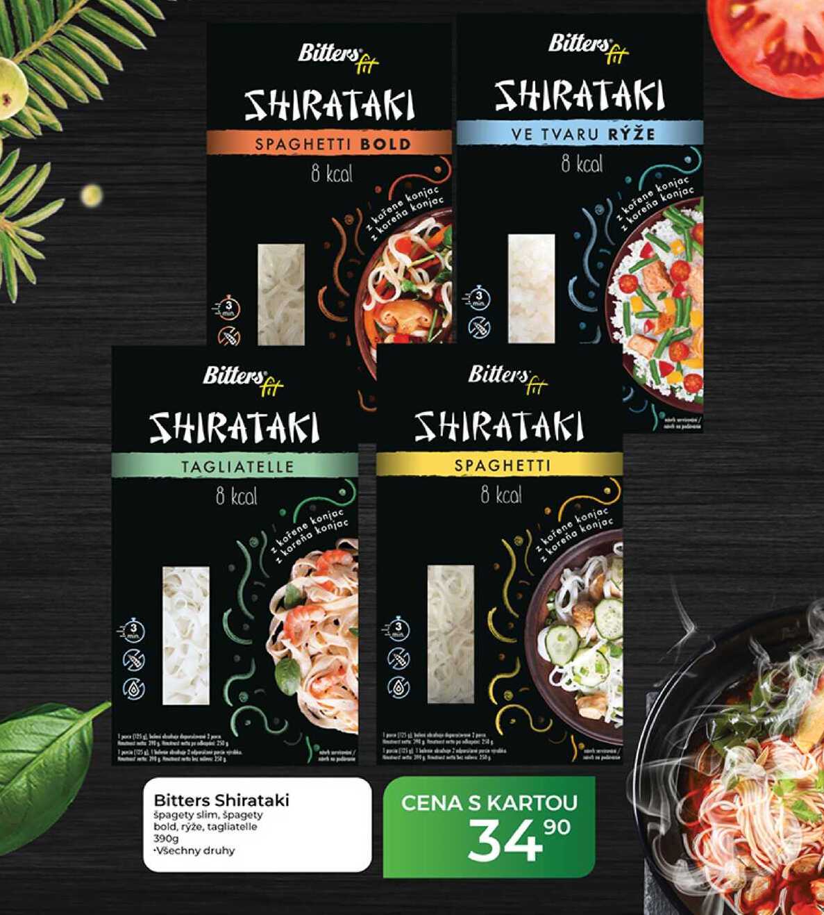 Bitters Shirataki špagety slim, špagety bold, rýže, tagliatelle 390g 