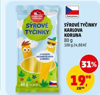 SÝROVÉ TYČINKY KARLOVA KORUNA, 80 g
