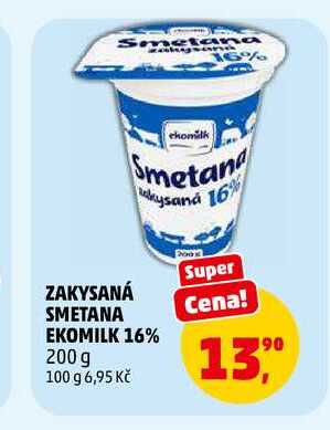 ZAKYSANÁ SMETANA EKOMILK 16%, 200 g 
