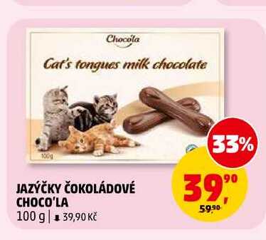 JAZÝČKY ČOKOLÁDOVÉ CHOCO'LA, 100 g