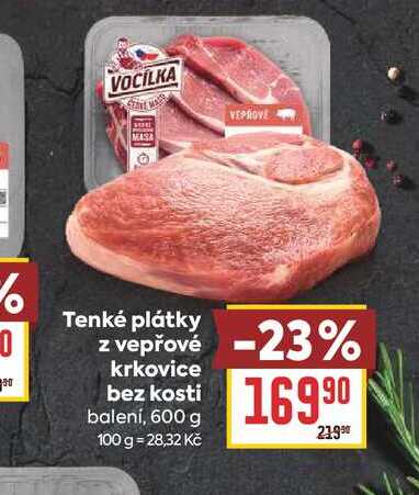 Tenké plátky z vepřové krkovice bez kosti balení, 600 g