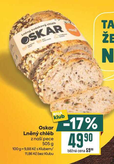 Oskar Lněný chléb z naší pece 505 g