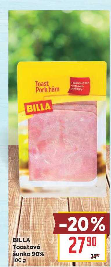 BILLA Toastová šunka 90% 100 g