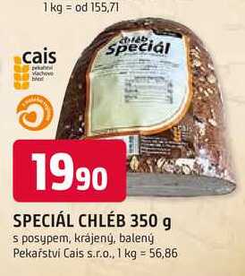 SPECIÁL CHLÉB 350 g s posypem, krájený, balený 
