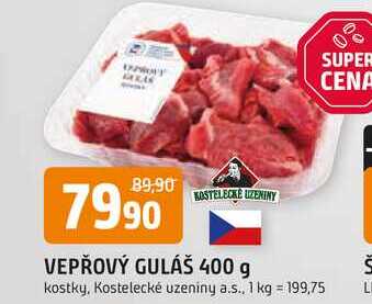 KOSTELECKÉ UZENINY VEPŘOVÝ GULÁŠ 400 g kostky