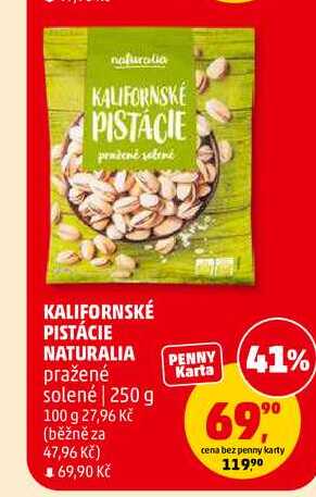 KALIFORNSKÉ PISTÁCIE NATURALIA pražené solené, 250 g