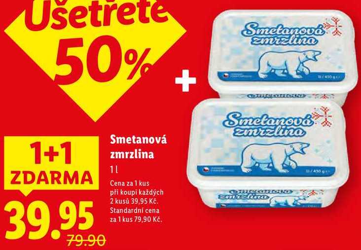 Smetanové zmrzlina, 1 l