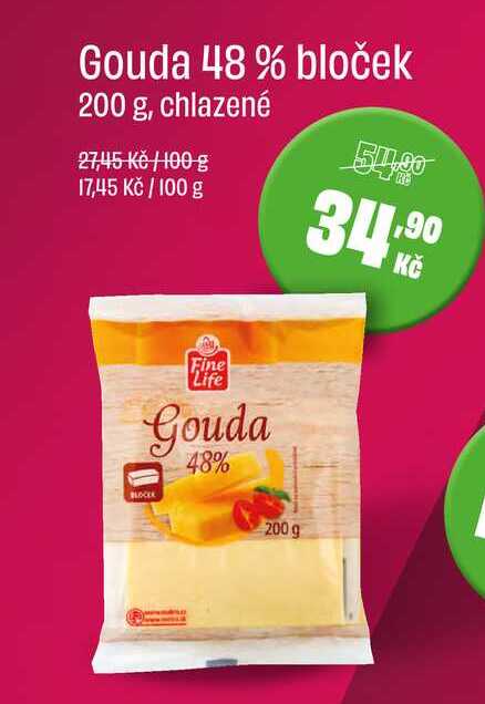 Gouda 48 % bloček 200 g