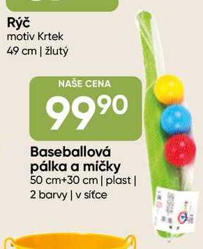 Baseballová pálka a mičky 50 cm+30 cm