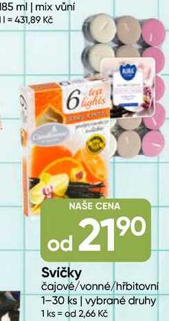 Svíčky čajové/vonné/hřbitovní 1-30 ks