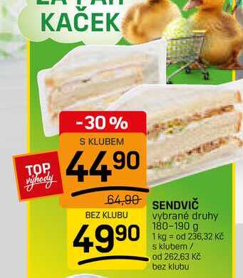 SENDVIČ vybrané druhy 180-190 g