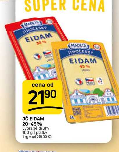 JČ EIDAM 20-45% vybrané druhy 100 g 