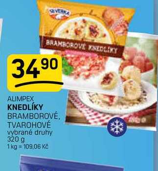 KNEDLÍKY BRAMBOROVÉ TVAROHOVÉ vybrané druhy 320 g