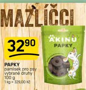 PAPKY pamlsek pro psy vybrané druhy 100 g