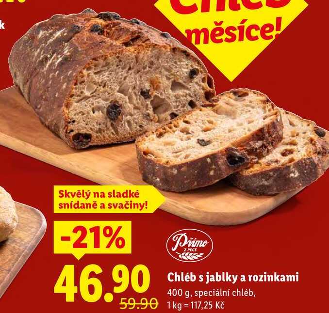 Chléb s jablky a rozinkami, 400 g
