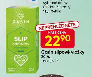 Carin slipové vložky 20 ks