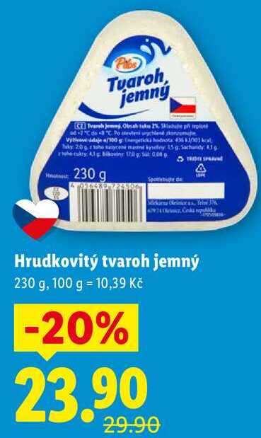 Hrudkovitý tvaroh jemný, 230 g