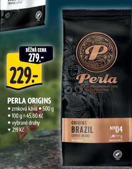 Perla Origins Brazil zrnková káva 500 g